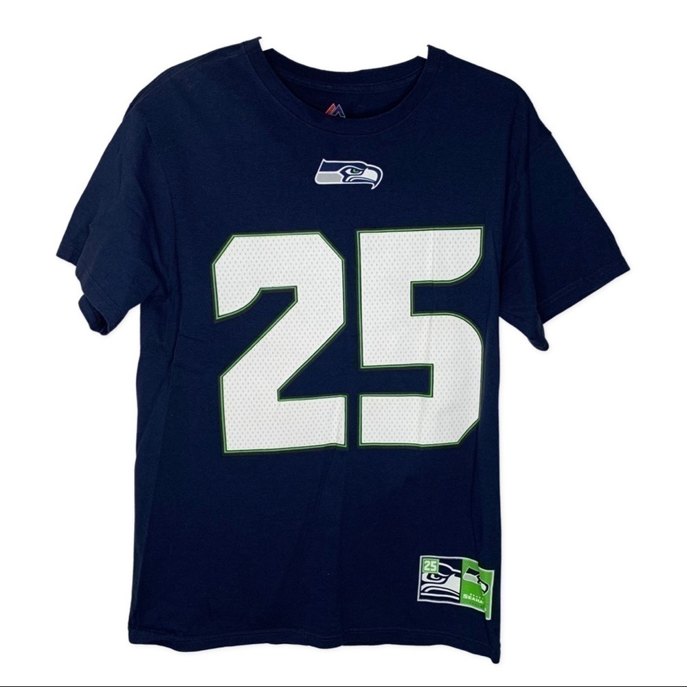 Majestic Seattle Seahawks 25 Sherman Jersey Tshirt - Picture 2 of 5